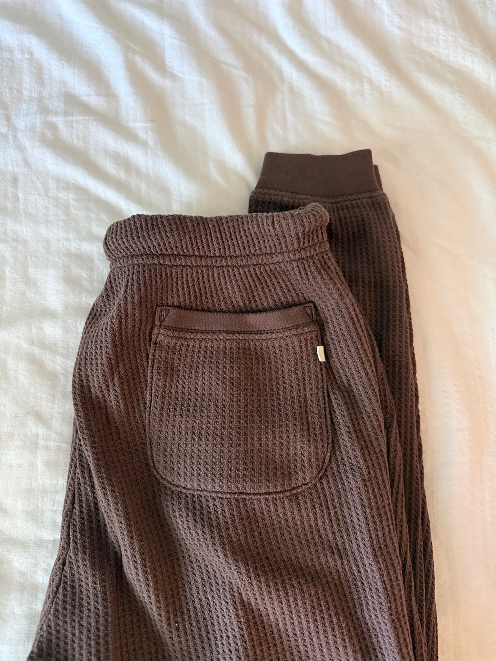aerie Waffle Knit Drawstring Joggers - Brown - Picture 3 of 3